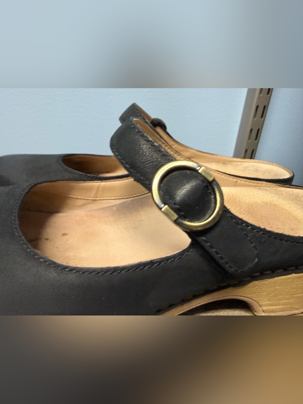 Dansko Black Mary Jane Clogs with Wood-Look Platform - Picture 3 of 10